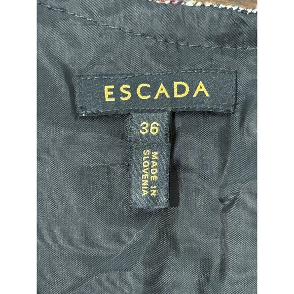 Escada Women's Tweed V-Neck Dress Cap Sleeve Linen Cotton Blend Size 36 / US 6 - Picture 4 of 8